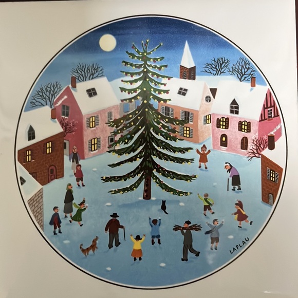 Signed Laplau Villeroy & Boch Trivet West German Tile Christmas Village - Picture 2 of 11